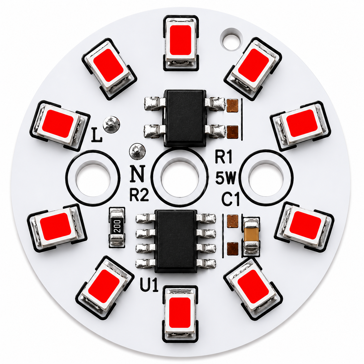 BulkyBaba 220V 5W Red DOB LED MCPCB - Direct AC Driver-on-Board Raw Material